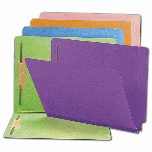 End Tab Folders, Colored, Full Cut,  20 pt, Two Fastener