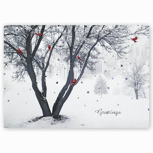 Crimson Cardinals Holiday Card - Office and Business Supplies Online - Ipayo.com