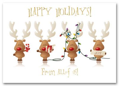 7 7/8 x 5 5/8 Cheery Reindeer Holiday Cards