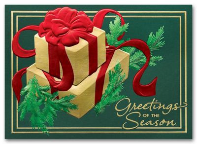 Golden Evergreen Holiday Card - Office and Business Supplies Online - Ipayo.com