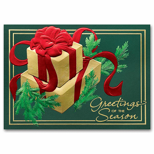 Golden Evergreen Holiday Card - Office and Business Supplies Online - Ipayo.com