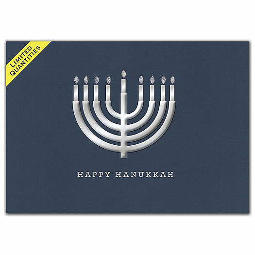 Silver Menorah Hanukkah Cards