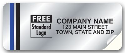 Silver Ad Label 2 1/2 x 1 with Blue and Black Stripes - Office and Business Supplies Online - Ipayo.com