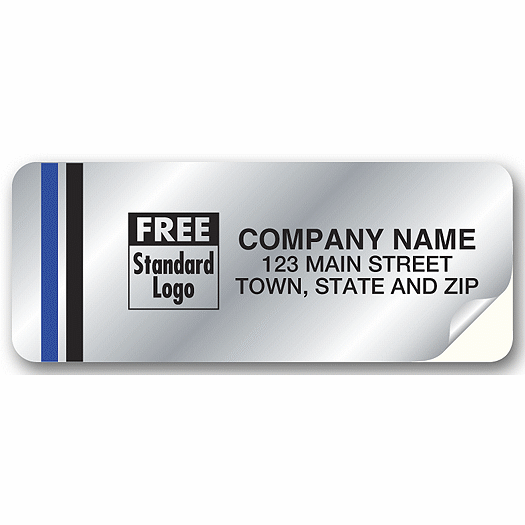 Silver Ad Label 2 1/2 x 1 with Blue and Black Stripes - Office and Business Supplies Online - Ipayo.com