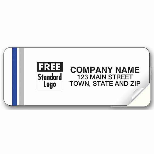 White Gloss Label 2 1/2 x 1 with Blue and Gray Stripes - Office and Business Supplies Online - Ipayo.com