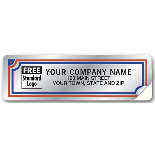 Silver Label 3 1/4 x 1 w/Red & Blue Border - Office and Business Supplies Online - Ipayo.com