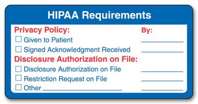 4 X 2 HIPAA Requirements Label