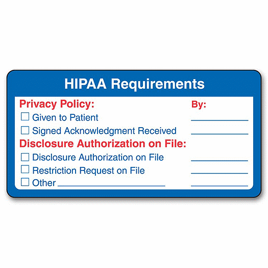 HIPAA Requirements Label