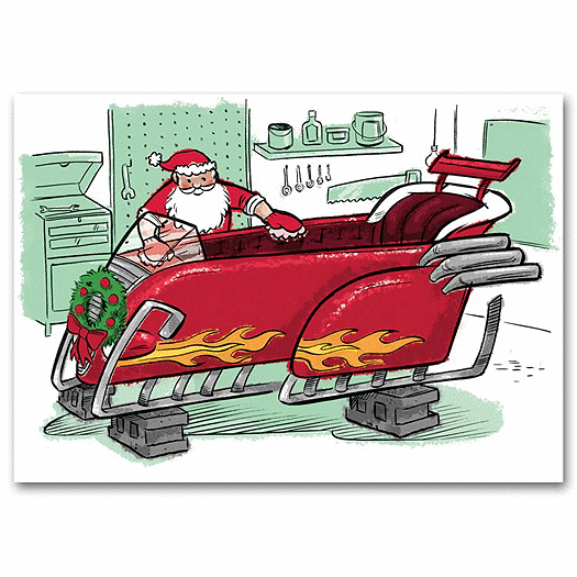 Santa's Ride Automotive Holiday Card - Office and Business Supplies Online - Ipayo.com