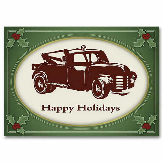 Vintage Tow Automotive Holiday Card - Office and Business Supplies Online - Ipayo.com