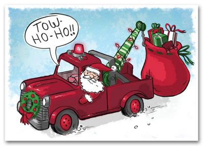 7 7/8 x 5 5/8 Tow-Ho-Ho Automotive Holiday Cards