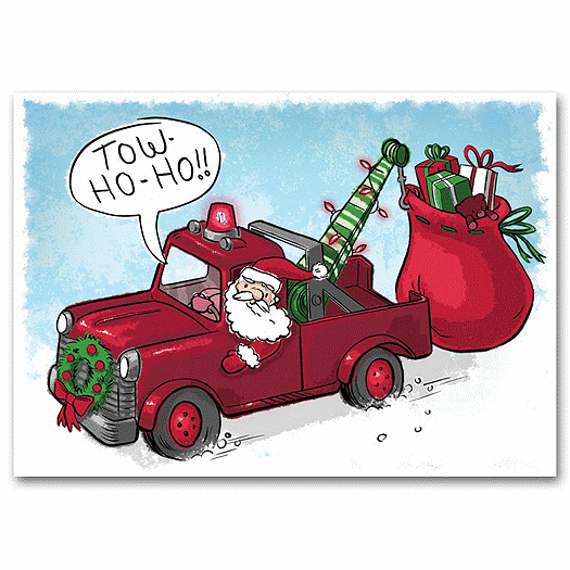 Tow-Ho-Ho Automotive Holiday Card - Office and Business Supplies Online - Ipayo.com