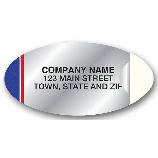 Silver Blue Border Oval Ad Label 2 X 1 - Office and Business Supplies Online - Ipayo.com