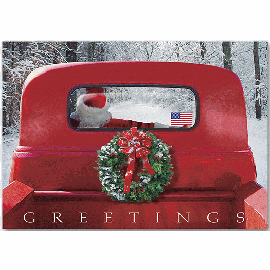 4-Wheeled Sleigh Patriotic Christmas Cards