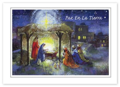 Tarjeta del Pesebre de navidad en espaol