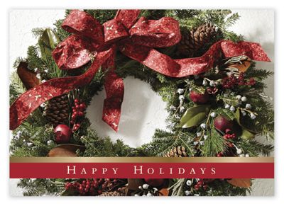 7 7/8 x 5 5/8 Dappled Wreath Holiday Cards
