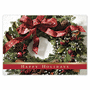 Send warm holiday greetings with this festive and budget-friendly Dappled Wreath Card. Unique touches include rich, full-color imagery on high-quality white paper stock with a glossy cover.