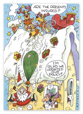 5 5/8 x 7 7/8 Festive Folly Insurance Christmas Cards