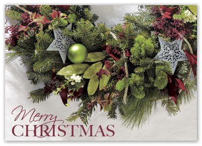 7 7/8 x 5 5/8 Merry Greenery Christmas Cards