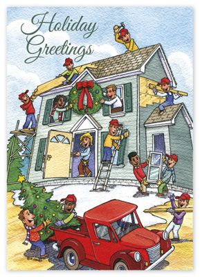 5 5/8 x 7 7/8 Cheerful Contractors Holiday Cards