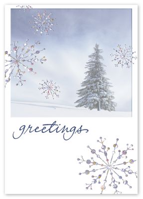 Jeweled Snowfall Holiday Card - Office and Business Supplies Online - Ipayo.com