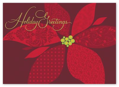 Whimsical Poinsettia Holiday Card - Office and Business Supplies Online - Ipayo.com