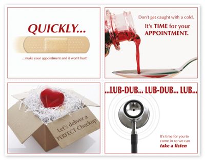Medical Reminder Card, Cough, Syrup & Bandage Laser Postcard - Office and Business Supplies Online - Ipayo.com