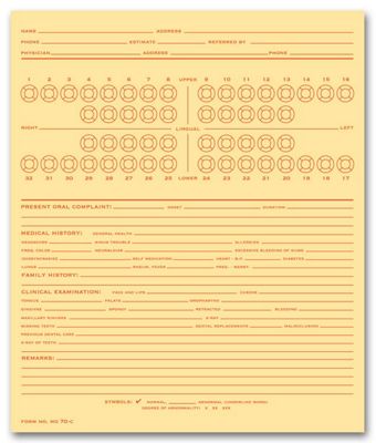 Dental Exam Record, Numbered Teeth System C, Folder Style - Office and Business Supplies Online - Ipayo.com