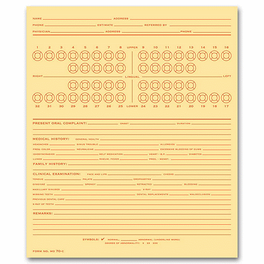 Dental Exam Record, Numbered Teeth System C, Folder Style - Office and Business Supplies Online - Ipayo.com