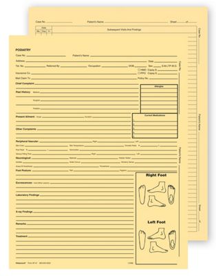 Podiatry Exam Record Form, Without Account Record