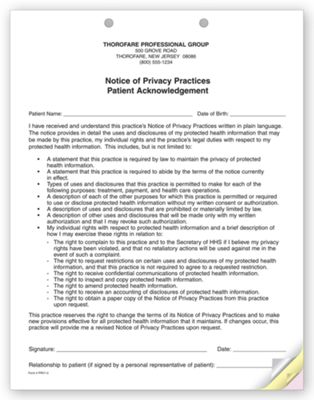 3-Part Notice of Privacy Practices HIPAA Acknowledgment