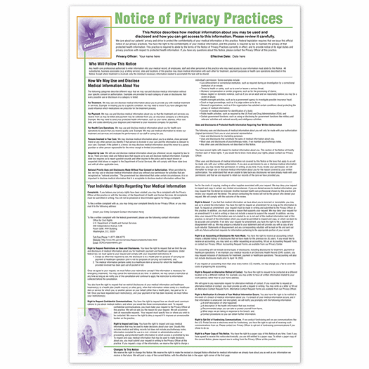 Notice of Privacy Practices HIPAA Poster, Personalized - Office and Business Supplies Online - Ipayo.com