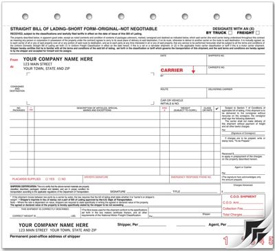 8 1/2 x 7 3/4 Bills of Lading, Carbon, Small Format