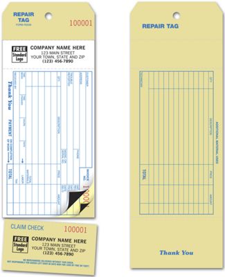 9 x 3 1/2 Invoice Repair Tag