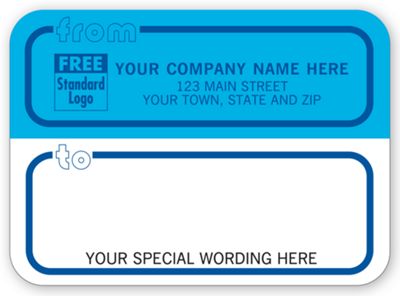 3 7/8 x 2 7/8 Mailing Labels, Rolls, Blue & White w/ Blue Borders