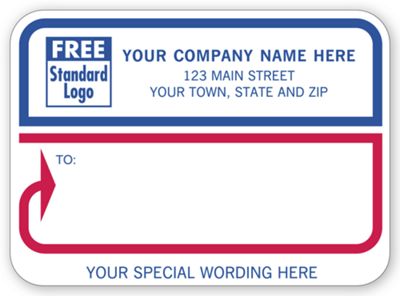 3 7/8 x 2 7/8 Mailing Labels, Rolls, White with Blue & Red Borders