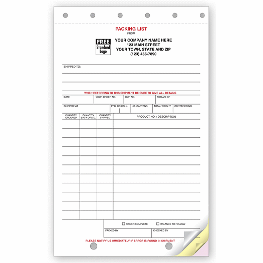 Packing Lists RF8605