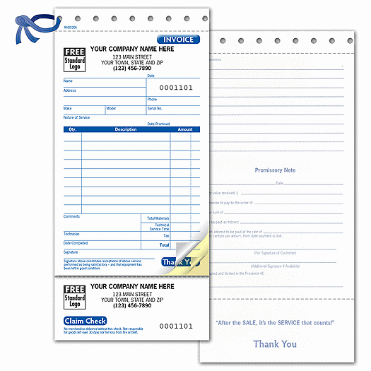 Service Order with Claim Check, Carbonless