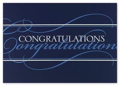 Congratulations! Blue and White Greeting Cards