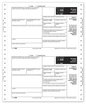 2012 Continuous 1098, Self Mailer, 2 Part, Carbon - Office and Business Supplies Online - Ipayo.com