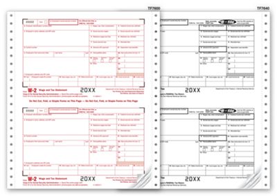 8 x 5 1/2 2016 Continuous W-2 Twin Sets, 8-part