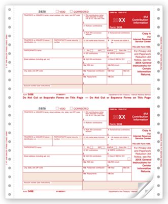 8 x 3 2/3 2016 Continuous 5498, Self-Mailer, 2-part, Carbon, Dated