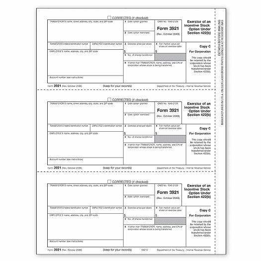 2020 Laser Exercise of Stocks Copy C TF3921C