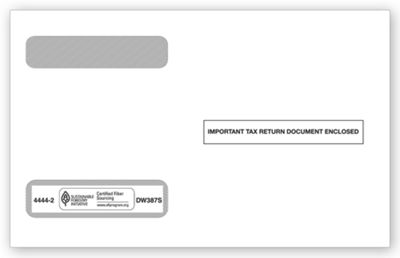 9 x 5 5/8 2016 4-Up Horiz. Laser W-2 Double-Window Envelope, Self-Seal