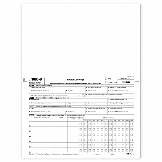 2020 Laser 1095B ACA Health Coverage TF5095