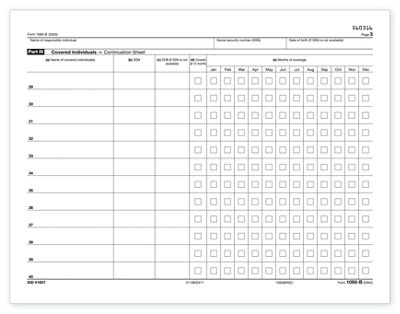 2016 Laser 1095B ACA IRS Copy Continuation Sheet
