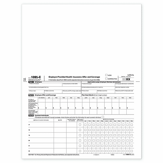 2020 Bulk Laser 1095C Employer Provided Health Insurance TF5096B