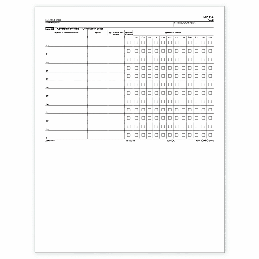 2020 Laser 1095C ACA Continuation Sheet