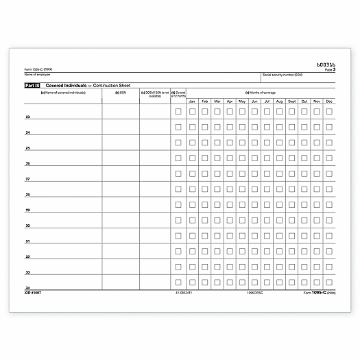 2020 Laser 1095C ACA IRS Copy Continuation Sheet