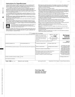 8 1/2 x 11 2016 Laser 1098 Mortgage Interest, Pressure Seal